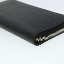 LOUIS VUITTON Zippy Wallet Vertical Taurillon Leather Black M58804 Auth 45066S-14