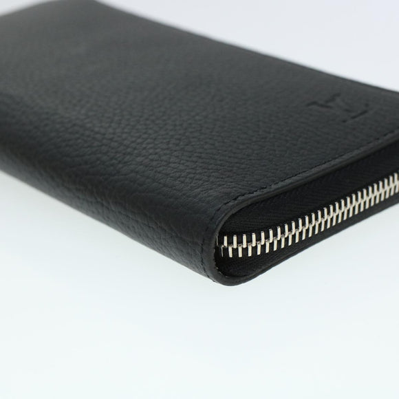 LOUIS VUITTON Zippy Wallet Vertical Taurillon Leather Black M58804 Auth 45066S