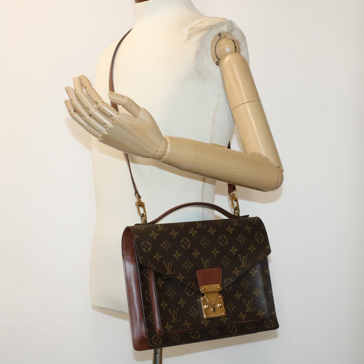 LOUIS VUITTON Monogram Monceau28 Hand Bag 2way M51185 LV Auth 46093