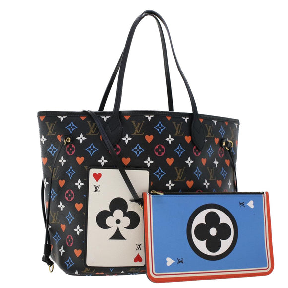 LOUIS VUITTON Monogram Game On Neverfull MM Schultertasche M57483 LV Auth 46152S