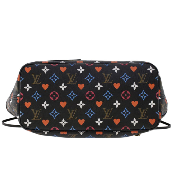LOUIS VUITTON Monogram Game On Neverfull MM Schultertasche M57483 LV Auth 46152S
