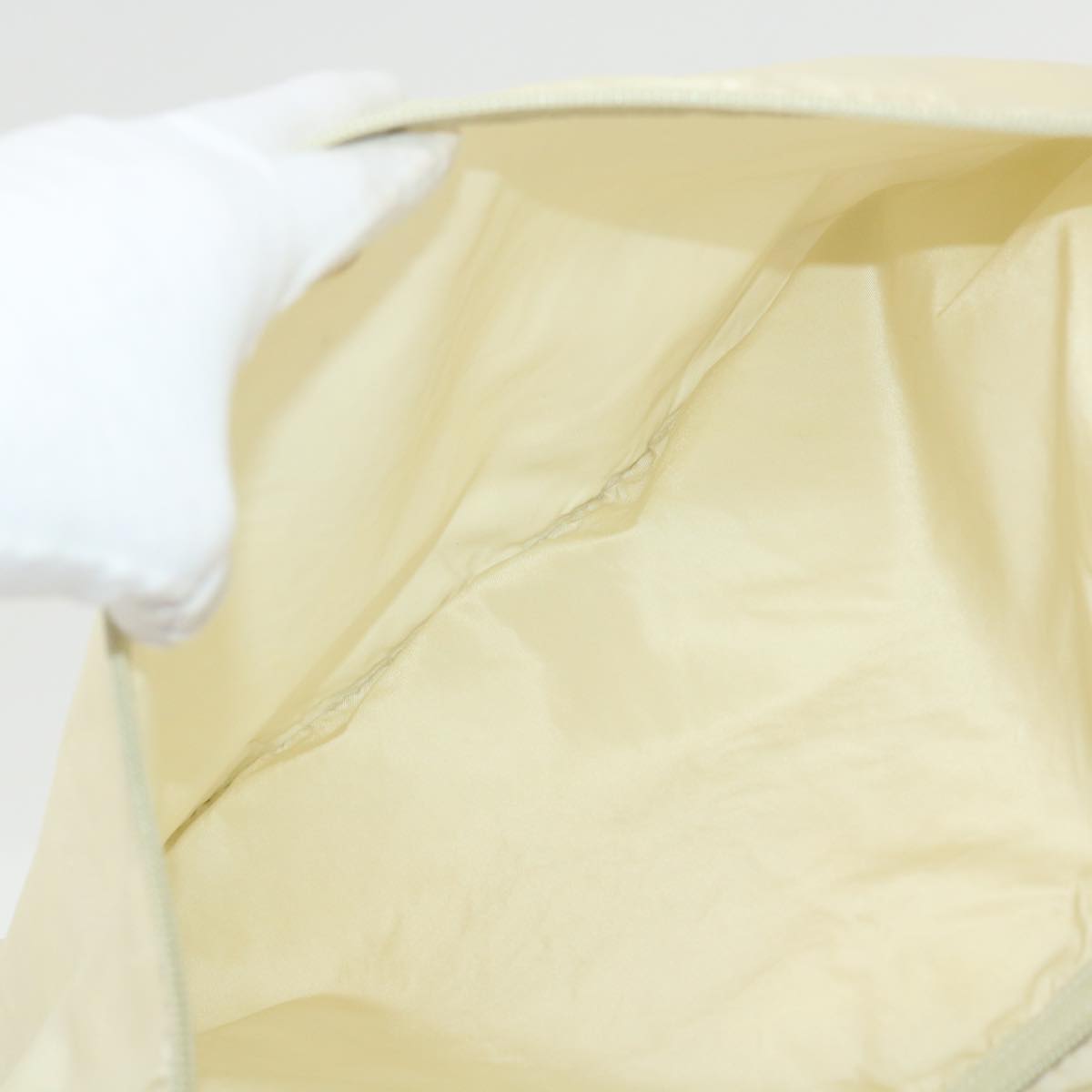 PRADA Tote Bag Nylon Cream Auth 46155