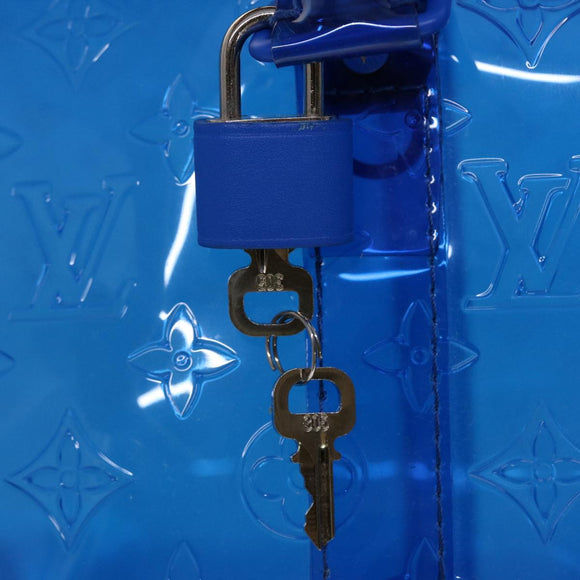 LOUIS VUITTON Monogram Vinyl Keepall Bandouliere 50 Bag Blue M53272 Auth 46351S