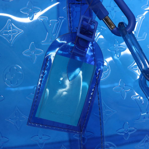 LOUIS VUITTON Monogram Vinyl Keepall Bandouliere 50 Bag Blue M53272 Auth 46351S