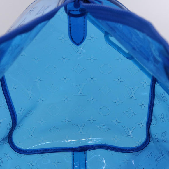 LOUIS VUITTON Monogram Vinyl Keepall Bandouliere 50 Bag Blue M53272 Auth 46351S