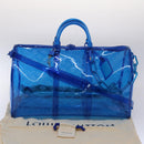 LOUIS VUITTON Monogram Vinyl Keepall Bandouliere 50 Bag Blue M53272 Auth 46351S-12