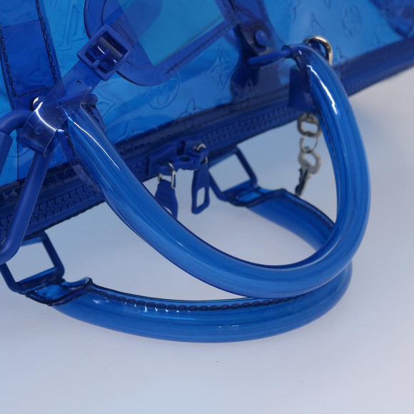 LOUIS VUITTON Monogram Vinyl Keepall Bandouliere 50 Bag Blue M53272 Auth 46351S