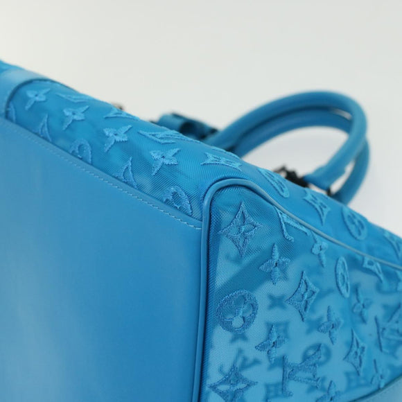 LOUIS VUITTON Monogram Mesh Keepall Triangle 50 Bag Blue M45048 LV Auth 46405SAM