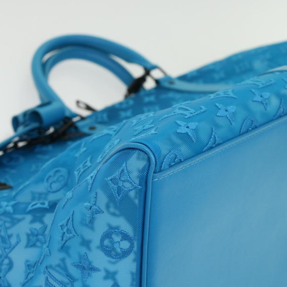 LOUIS VUITTON Monogram Mesh Keepall Triangle 50 Bag Blue M45048 LV Auth 46405SAM
