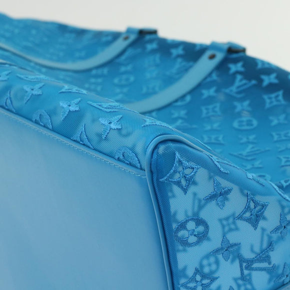 LOUIS VUITTON Monogram Mesh Keepall Triangle 50 Bag Blue M45048 LV Auth 46405SAM