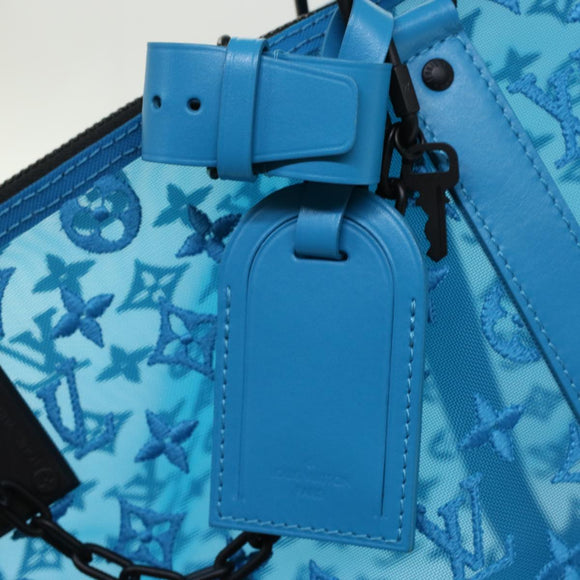 LOUIS VUITTON Monogram Mesh Keepall Triangle 50 Bag Blue M45048 LV Auth 46405SAM