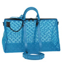 LOUIS VUITTON Monogram Mesh Keepall Triangle 50 Bag Blue M45048 LV Auth 46405SAM-1