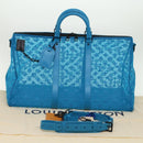 LOUIS VUITTON Monogram Mesh Keepall Triangle 50 Bag Blue M45048 LV Auth 46405SAM-12