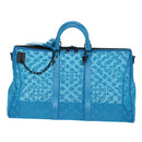 LOUIS VUITTON Monogram Mesh Keepall Triangle 50 Bag Blue M45048 LV Auth 46405SAM-13
