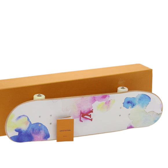 LOUIS VUITTON Monogram Water Color Skateboard Wood 22SS White GI0622 Auth 46805SM