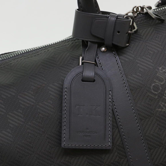 LOUIS VUITTON Damier Carbon Keepall Bandouliere 45 Bag Black N41324 Auth 46967SV