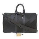 LOUIS VUITTON Damier Carbon Keepall Bandouliere 45 Bag Black N41324 Auth 46967SV-1