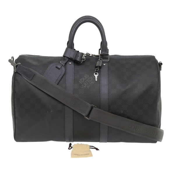 LOUIS VUITTON Damier Carbon Keepall Bandouliere 45 Bag Black N41324 Auth 46967SV