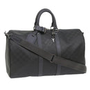 LOUIS VUITTON Damier Carbon Keepall Bandouliere 45 Bag Black N41324 Auth 46967SV-13