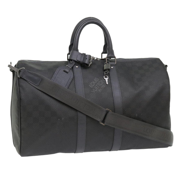 LOUIS VUITTON Damier Carbon Keepall Bandouliere 45 Bag Black N41324 Auth 46967SV