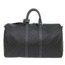 LOUIS VUITTON Damier Carbon Keepall Bandouliere 45 Bag Black N41324 Auth 46967SV-14