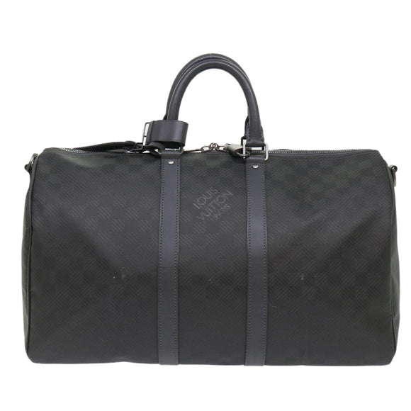 LOUIS VUITTON Damier Carbon Keepall Bandouliere 45 Bag Black N41324 Auth 46967SV
