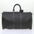 LOUIS VUITTON Damier Carbon Keepall Bandouliere 45 Bag Black N41324 Auth 46967SV-3