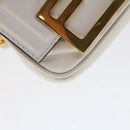 FENDI Zucca Canvas Nano Baguette Chain Shoulder Bag Leather White Auth 47061V-14