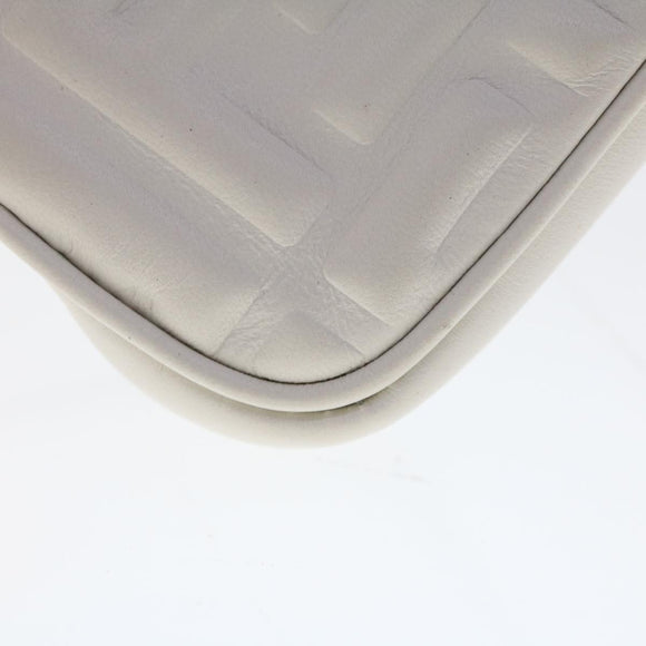 FENDI Zucca Canvas Nano Baguette Chain Shoulder Bag Leather White Auth 47061V