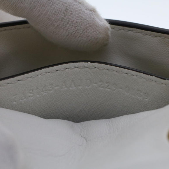 FENDI Zucca Canvas Nano Baguette Chain Shoulder Bag Leather White Auth 47061V