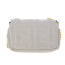 FENDI Zucca Canvas Nano Baguette Chain Shoulder Bag Leather White Auth 47061V-2