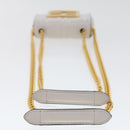 FENDI Zucca Canvas Nano Baguette Chain Shoulder Bag Leather White Auth 47061V-7