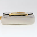 FENDI Zucca Canvas Nano Baguette Chain Shoulder Bag Leather White Auth 47061V-5