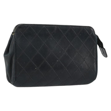 CHANEL Pouch Lamb Skin Black CC Auth 47074