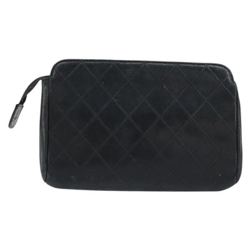 CHANEL Pouch Lamb Skin Black CC Auth 47074 - 0