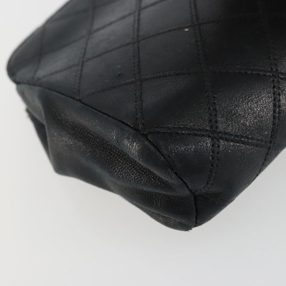 CHANEL Pouch Lamb Skin Black CC Auth 47074