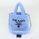 PRADA Terry Hand Bag 2way Light Blue Black Auth 47188SAV-12