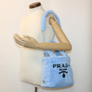 PRADA Terry Hand Bag 2way Light Blue Black Auth 47188SAV-24