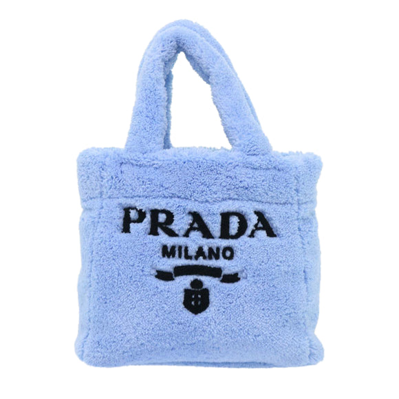 PRADA Terry Hand Bag 2way Light Blue Black Auth 47188SAV