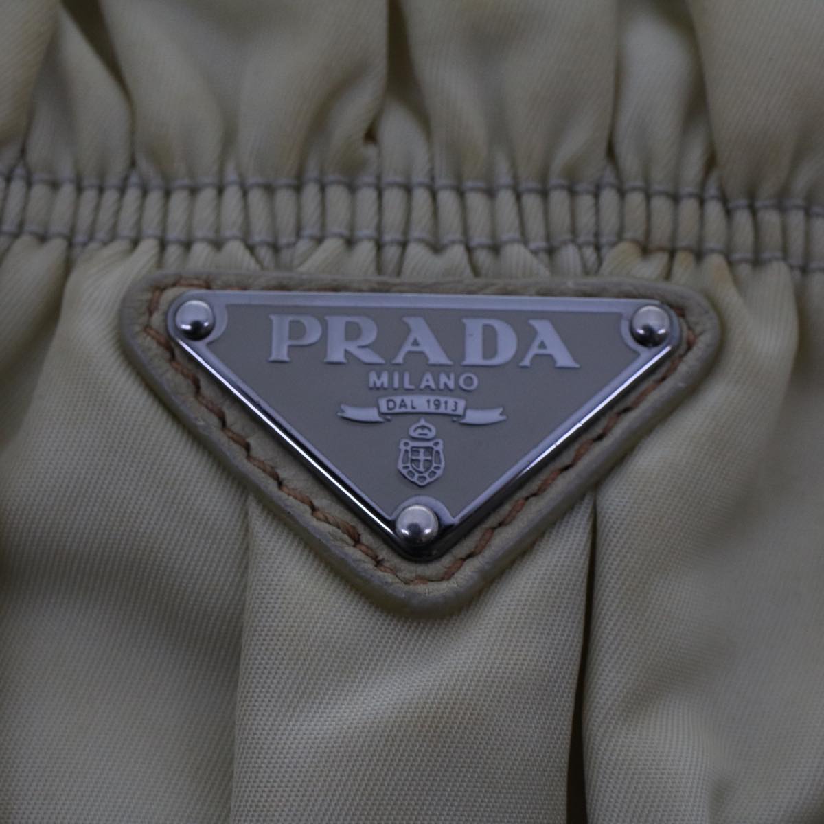 PRADA Hand Bag Nylon Leather 2way Beige Auth 47375