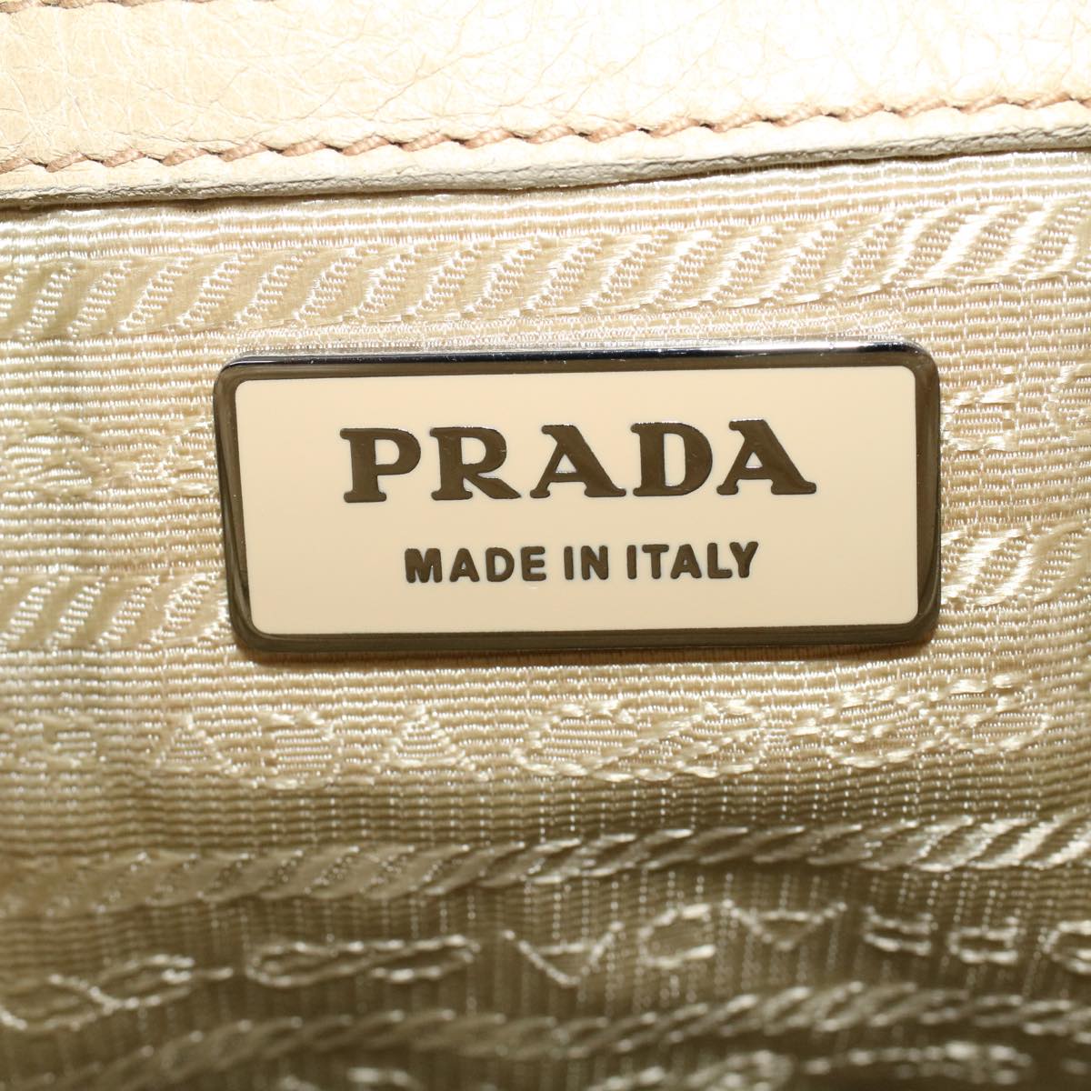 PRADA Hand Bag Nylon Leather 2way Beige Auth 47375