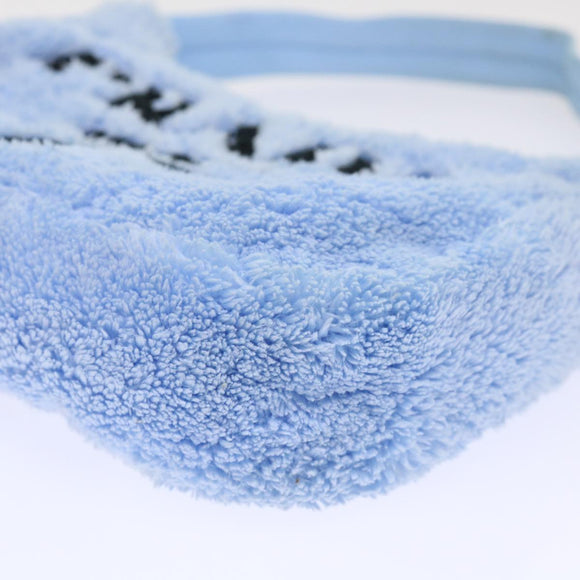 PRADA Terry Hand Bag Fabric Light Blue Black Auth 47378AM