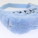 PRADA Terry Hand Bag Fabric Light Blue Black Auth 47378AM-16