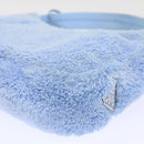 PRADA Terry Hand Bag Fabric Light Blue Black Auth 47378AM-17