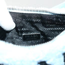 PRADA Terry Hand Bag Fabric Light Blue Black Auth 47378AM-22