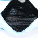 PRADA Terry Hand Bag Fabric Light Blue Black Auth 47378AM-10