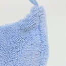 PRADA Terry Hand Bag Fabric Light Blue Black Auth 47378AM-3