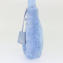 PRADA Terry Hand Bag Fabric Light Blue Black Auth 47378AM-4