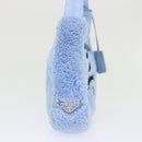 PRADA Terry Hand Bag Fabric Light Blue Black Auth 47378AM-5