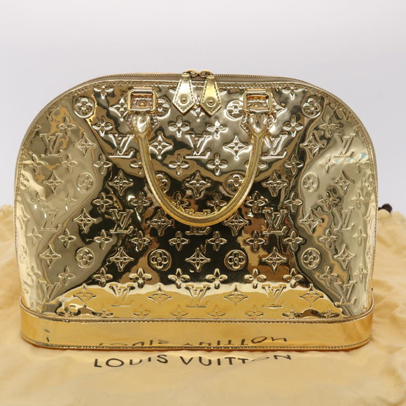 LOUIS VUITTON Monogram Miroir Alma GM Hand Bag Gold Dore M95274 LV Auth 47396S